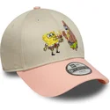 bone-curvo-bege-e-rosa-snapback-para-crianca-9forty-da-spongebob-squarepants-e-patrick-estrela-da-new-era
