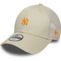 bone-trucker-bege-ajustavel-com-logo-laranja-para-crianca-9forty-homefield-da-new-york-yankees-mlb-da-new-era