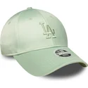 bone-curvo-verde-ajustavel-para-mulheres-9forty-bow-back-satin-da-los-angeles-dodgers-mlb-da-new-era