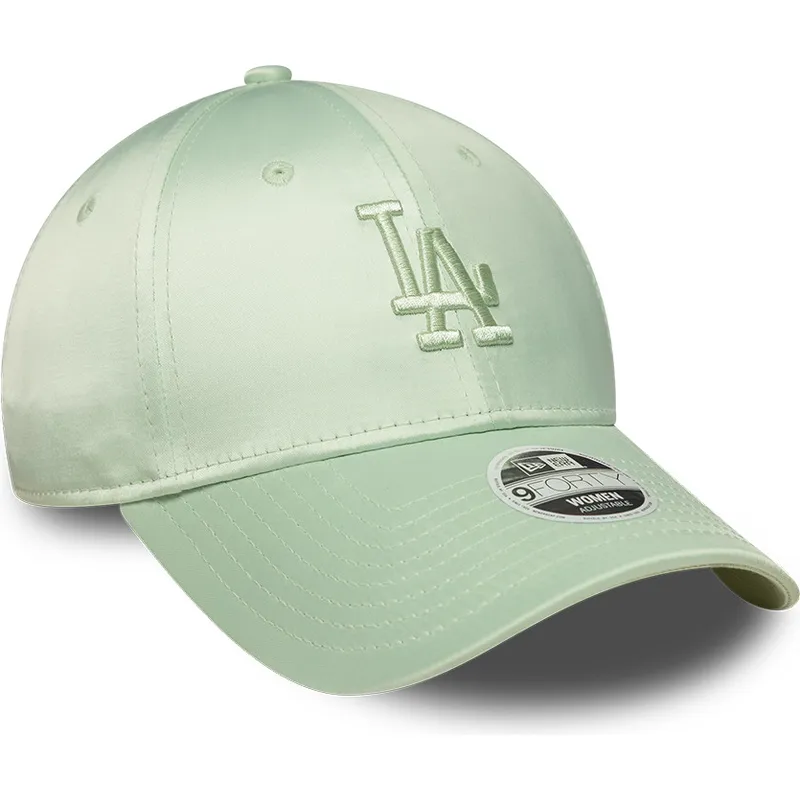 bone-curvo-verde-ajustavel-para-mulheres-9forty-bow-back-satin-da-los-angeles-dodgers-mlb-da-new-era