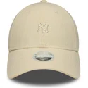 bone-curvo-bege-ajustavel-para-mulheres-9forty-mini-cord-da-new-york-yankees-mlb-da-new-era
