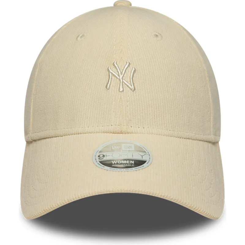 bone-curvo-bege-ajustavel-para-mulheres-9forty-mini-cord-da-new-york-yankees-mlb-da-new-era
