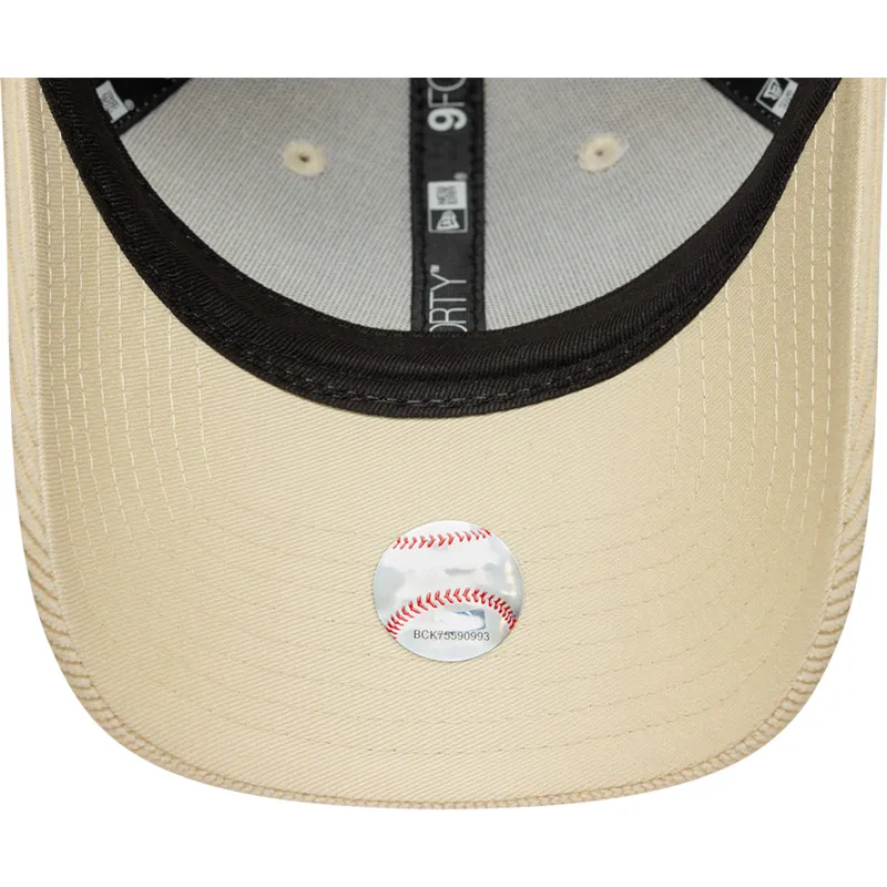 bone-curvo-bege-ajustavel-para-mulheres-9forty-mini-cord-da-new-york-yankees-mlb-da-new-era