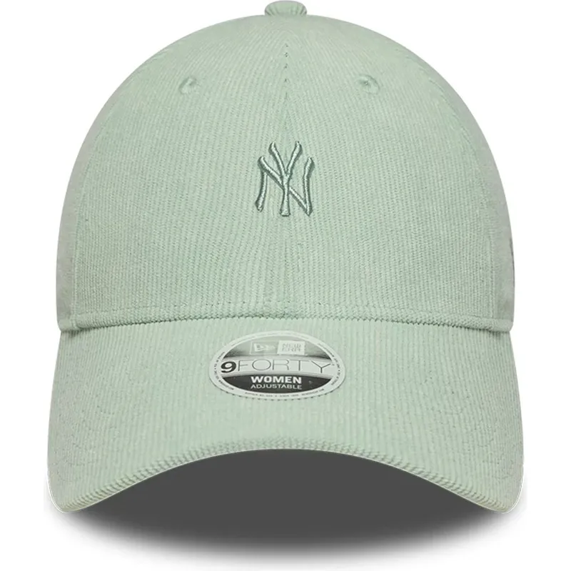 bone-curvo-verde-ajustavel-para-mulheres-9forty-mini-cord-da-new-york-yankees-mlb-da-new-era