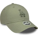 bone-curvo-verde-ajustavel-com-logo-verde-para-mulheres-9twenty-midi-linen-da-los-angeles-dodgers-mlb-da-new-era