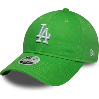 Boné curvo verde ajustável para mulheres 9TWENTY League Essential Midi da Los Angeles Dodgers MLB da New Era