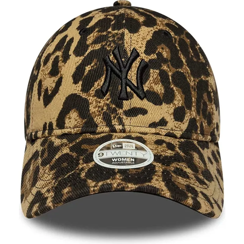 bone-curvo-leopardo-ajustavel-com-logo-preto-para-mulheres-9twenty-leaopard-da-new-york-yankees-mlb-da-new-era