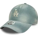 bone-curvo-azul-ajustavel-para-mulheres-9twenty-a-frame-denim-da-los-angeles-dodgers-mlb-da-new-era
