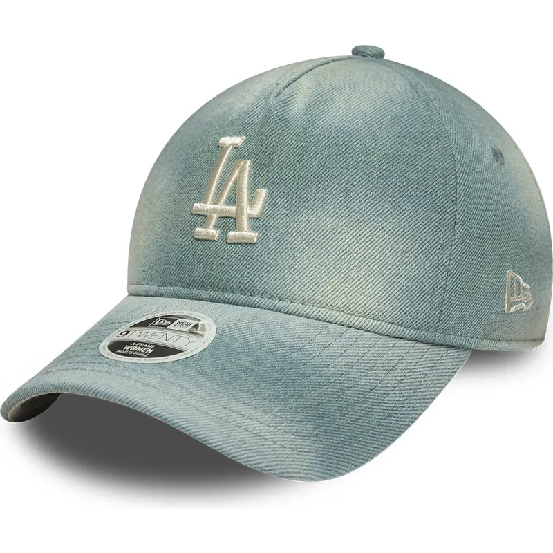 bone-curvo-azul-ajustavel-para-mulheres-9twenty-a-frame-denim-da-los-angeles-dodgers-mlb-da-new-era