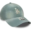 bone-curvo-azul-ajustavel-para-mulheres-9twenty-a-frame-denim-da-los-angeles-dodgers-mlb-da-new-era
