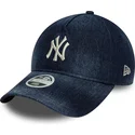 bone-curvo-azul-marinho-ajustavel-para-mulheres-9twenty-a-frame-denim-da-new-york-yankees-mlb-da-new-era