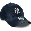bone-curvo-azul-marinho-ajustavel-para-mulheres-9twenty-a-frame-denim-da-new-york-yankees-mlb-da-new-era