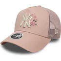bone-trucker-rosa-para-mulheres-9forty-a-frame-floral-da-new-york-yankees-mlb-da-new-era