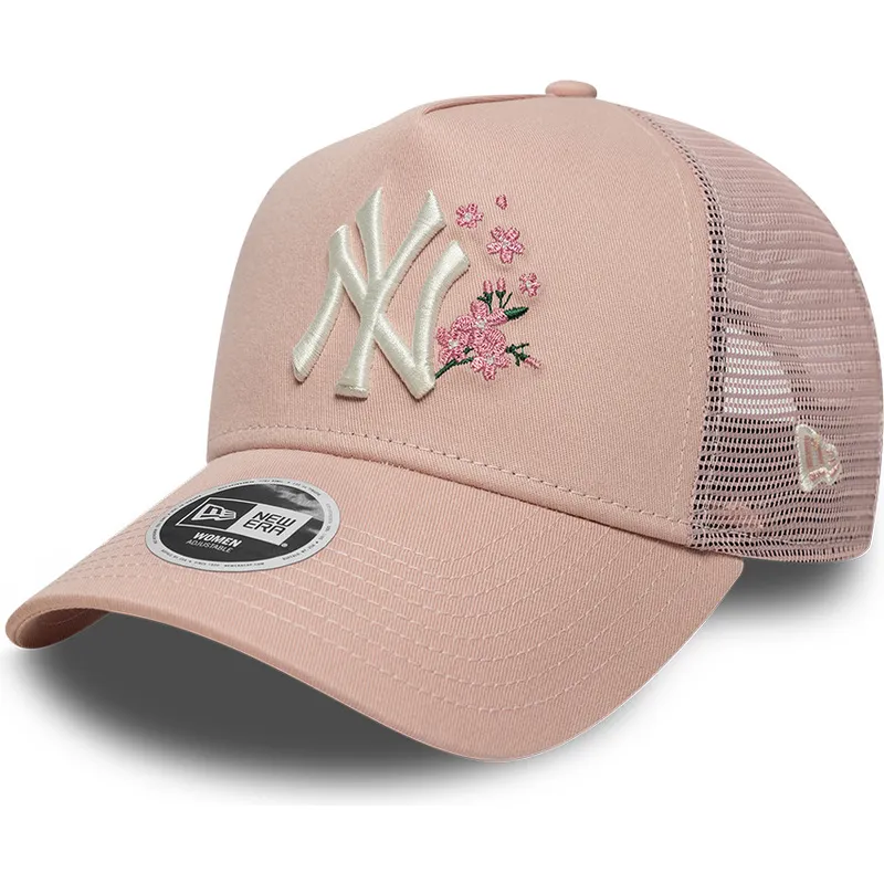 bone-trucker-rosa-para-mulheres-9forty-a-frame-floral-da-new-york-yankees-mlb-da-new-era