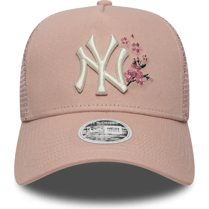 bone-trucker-rosa-para-mulheres-9forty-a-frame-floral-da-new-york-yankees-mlb-da-new-era