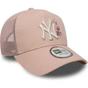 bone-trucker-rosa-para-mulheres-9forty-a-frame-floral-da-new-york-yankees-mlb-da-new-era