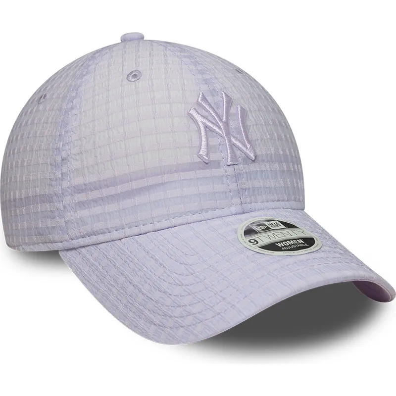 bone-curvo-violeta-ajustavel-com-logo-violeta-para-mulheres-9twenty-seersucker-da-new-york-yankees-mlb-da-new-era bone-curvo-violeta-ajustavel-com-logo-violeta-para-mulheres-9twenty-seersucker-da-new-york-yankees-mlb-da-new-era