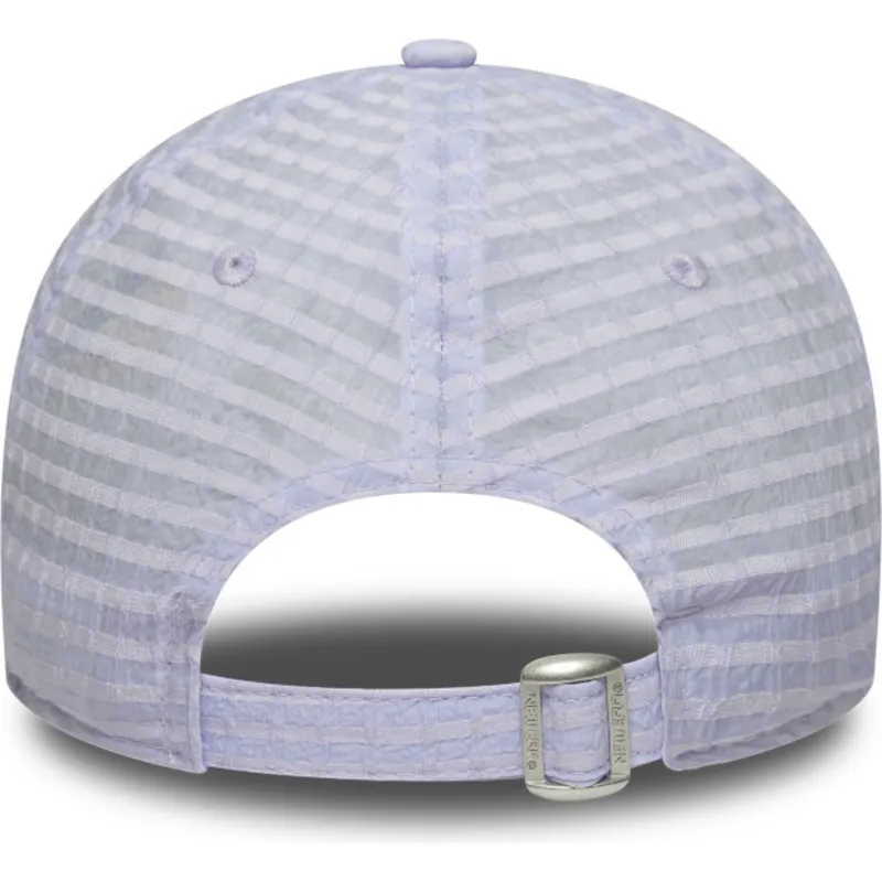 bone-curvo-violeta-ajustavel-com-logo-violeta-para-mulheres-9twenty-seersucker-da-new-york-yankees-mlb-da-new-era bone-curvo-violeta-ajustavel-com-logo-violeta-para-mulheres-9twenty-seersucker-da-new-york-yankees-mlb-da-new-era