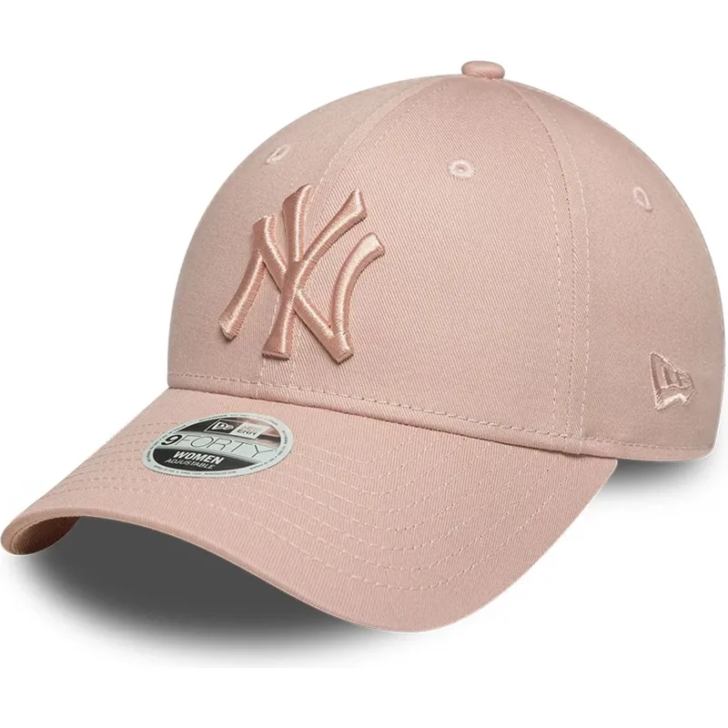 bone-curvo-rosa-ajustavel-com-logo-rosa-para-mulheres-9forty-league-essential-da-new-york-yankees-mlb-da-new-era