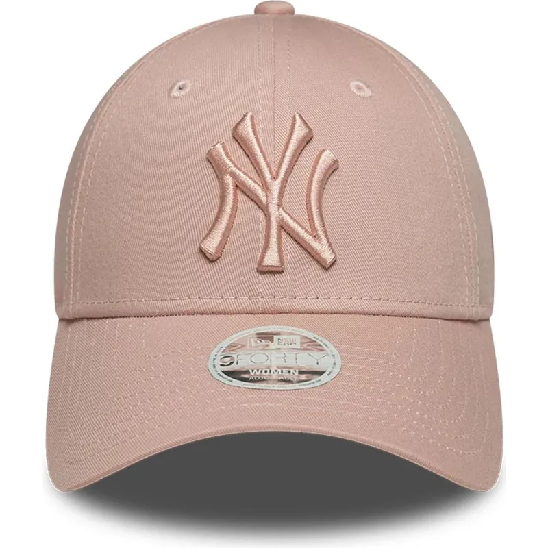 bone-curvo-rosa-ajustavel-com-logo-rosa-para-mulheres-9forty-league-essential-da-new-york-yankees-mlb-da-new-era