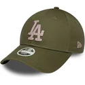 bone-curvo-verde-ajustavel-para-mulheres-9forty-metallic-da-los-angeles-dodgers-mlb-da-new-era