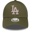 bone-curvo-verde-ajustavel-para-mulheres-9forty-metallic-da-los-angeles-dodgers-mlb-da-new-era