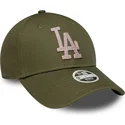 bone-curvo-verde-ajustavel-para-mulheres-9forty-metallic-da-los-angeles-dodgers-mlb-da-new-era