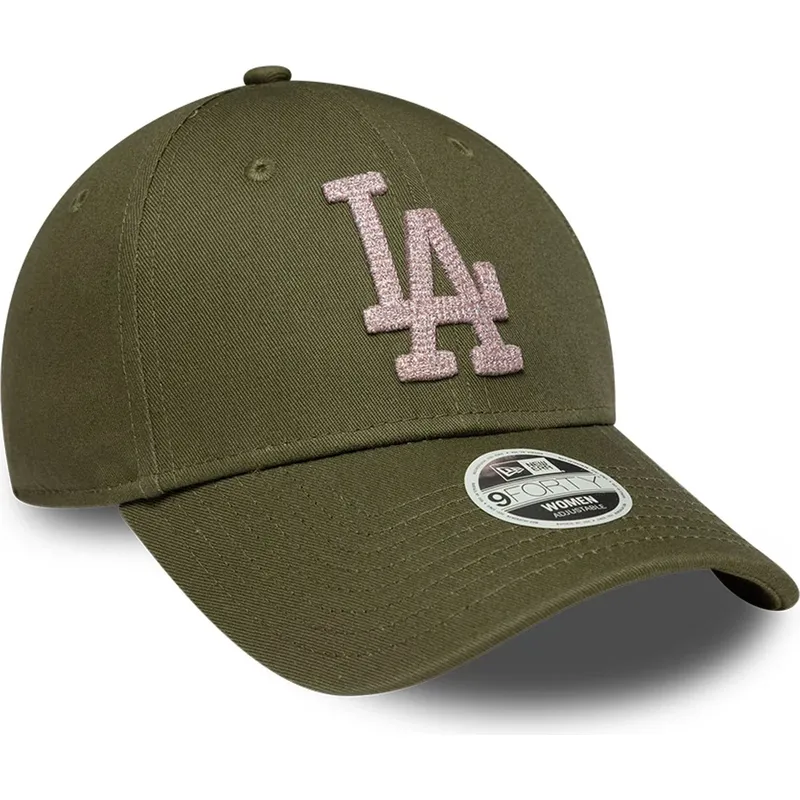 bone-curvo-verde-ajustavel-para-mulheres-9forty-metallic-da-los-angeles-dodgers-mlb-da-new-era