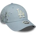bone-curvo-azul-ajustavel-para-mulheres-9forty-floral-icon-da-los-angeles-dodgers-mlb-da-new-era
