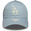 bone-curvo-azul-ajustavel-para-mulheres-9forty-floral-icon-da-los-angeles-dodgers-mlb-da-new-era