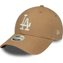 bone-curvo-castanho-ajustavel-para-mulheres-9forty-linen-da-los-angeles-dodgers-mlb-da-new-era