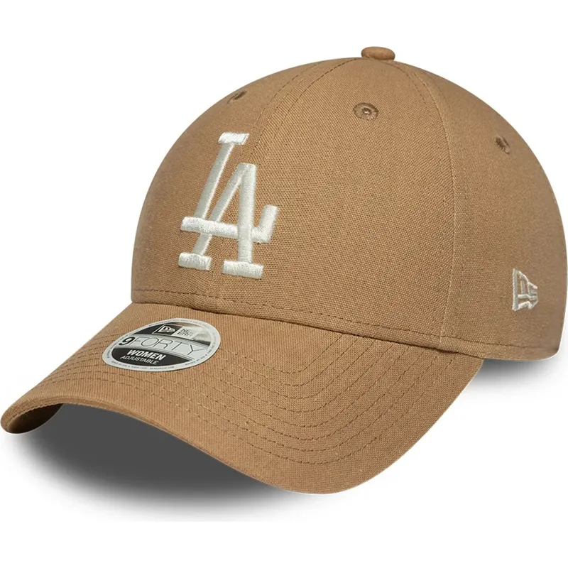 bone-curvo-castanho-ajustavel-para-mulheres-9forty-linen-da-los-angeles-dodgers-mlb-da-new-era