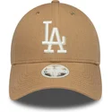 bone-curvo-castanho-ajustavel-para-mulheres-9forty-linen-da-los-angeles-dodgers-mlb-da-new-era