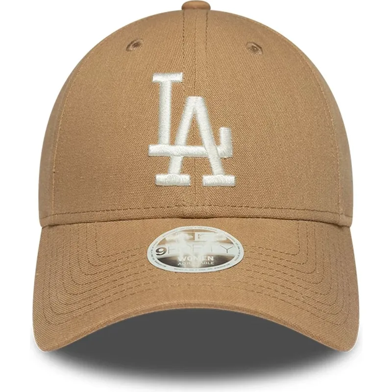 bone-curvo-castanho-ajustavel-para-mulheres-9forty-linen-da-los-angeles-dodgers-mlb-da-new-era