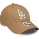 bone-curvo-castanho-ajustavel-para-mulheres-9forty-linen-da-los-angeles-dodgers-mlb-da-new-era