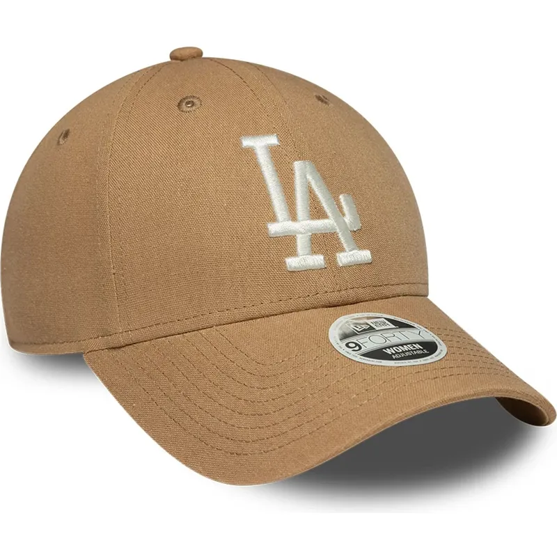 bone-curvo-castanho-ajustavel-para-mulheres-9forty-linen-da-los-angeles-dodgers-mlb-da-new-era