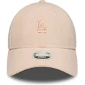 bone-curvo-rosa-ajustavel-com-logo-rosa-para-mulheres-9forty-mini-cord-da-los-angeles-dodgers-mlb-da-new-era