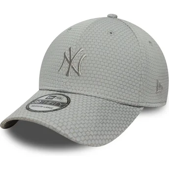 Boné curvo cinza justo 39THIRTY Stretch Mesh da New York Yankees MLB da New Era