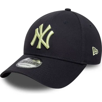 Boné curvo azul marinho ajustável com logo amarelo 9FORTY League Essential da New York Yankees MLB da New Era