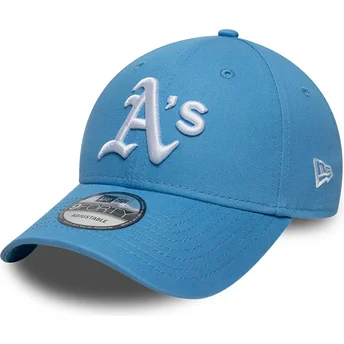 Boné curvo azul claro ajustável 9FORTY League Essential da Oakland Athletics MLB da New Era