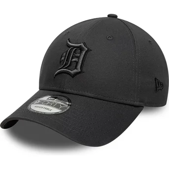 Boné curvo preto ajustável com logo preto 9FORTY Team Outline da Detroit Tigers MLB da New Era
