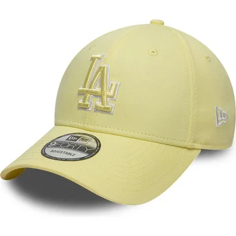 Boné curvo amarelo ajustável com logo amarelo 9FORTY Team Outline da Los Angeles Dodgers MLB da New Era