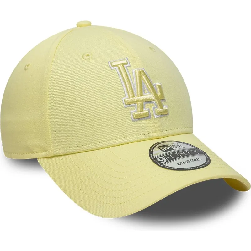 bone-curvo-amarelo-ajustavel-com-logo-amarelo-9forty-team-outline-da-los-angeles-dodgers-mlb-da-new-era