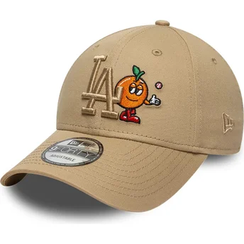 Boné curvo castanho ajustável com logo castanho 9FORTY Tonal Icon da Los Angeles Dodgers MLB da New Era