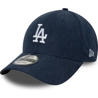 Boné curvo azul marinho ajustável 9FORTY Soft Cord da Los Angeles Dodgers MLB da New Era
