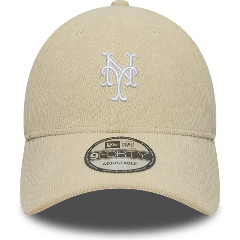 bone-curvo-bege-ajustavel-9forty-soft-cord-da-new-york-mets-mlb-da-new-era
