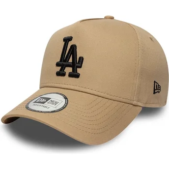 Boné curvo castanho snapback com logo preto E Frame League Essential da Los Angeles Dodgers MLB da New Era