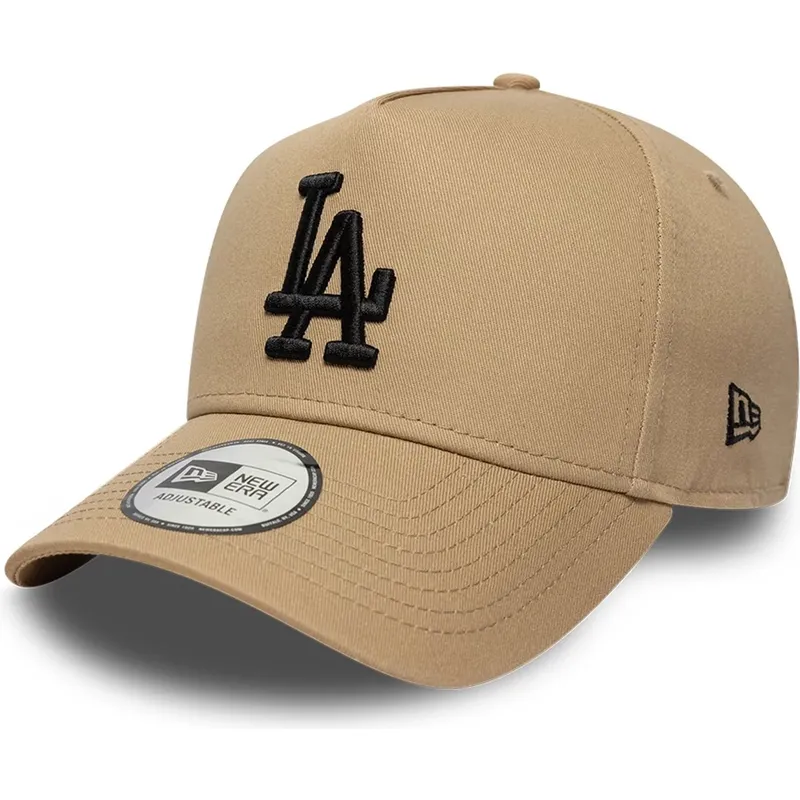 bone-curvo-castanho-snapback-com-logo-preto-e-frame-league-essential-da-los-angeles-dodgers-mlb-da-new-era