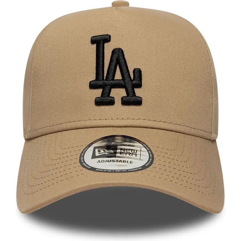 bone-curvo-castanho-snapback-com-logo-preto-e-frame-league-essential-da-los-angeles-dodgers-mlb-da-new-era