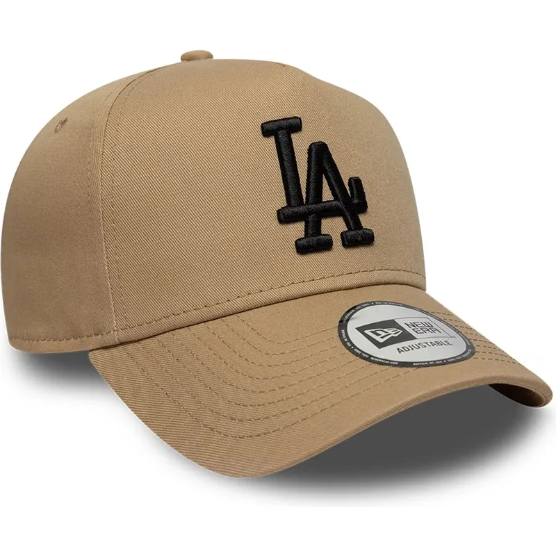 bone-curvo-castanho-snapback-com-logo-preto-e-frame-league-essential-da-los-angeles-dodgers-mlb-da-new-era